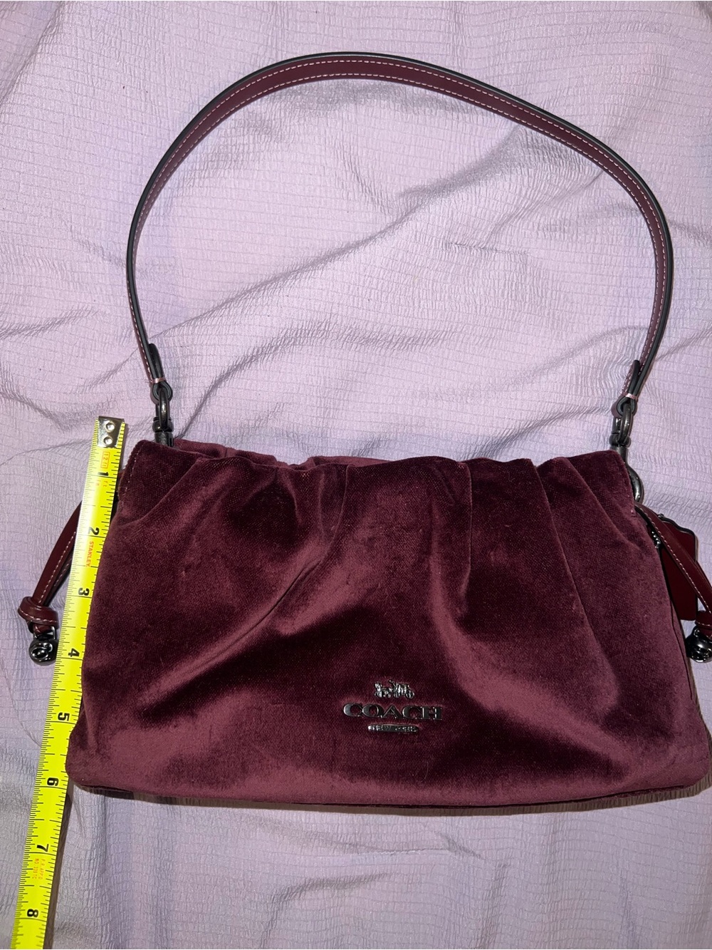 Coach Velvet Shoulder Bag in Deep Wine - Picture 10 of 11